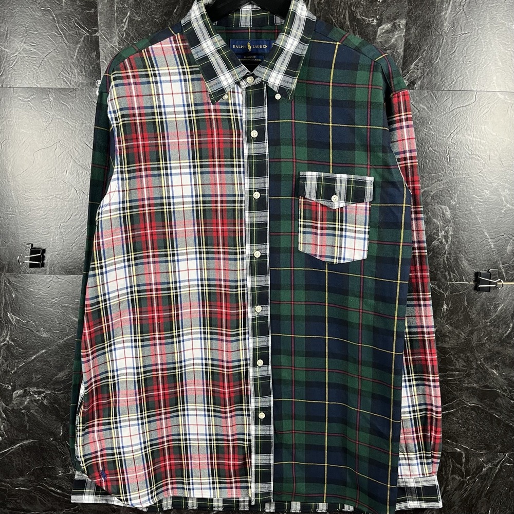 Polo Ralph Lauren Men's Plaid Performance Patch Button Sleeve Shirt XL